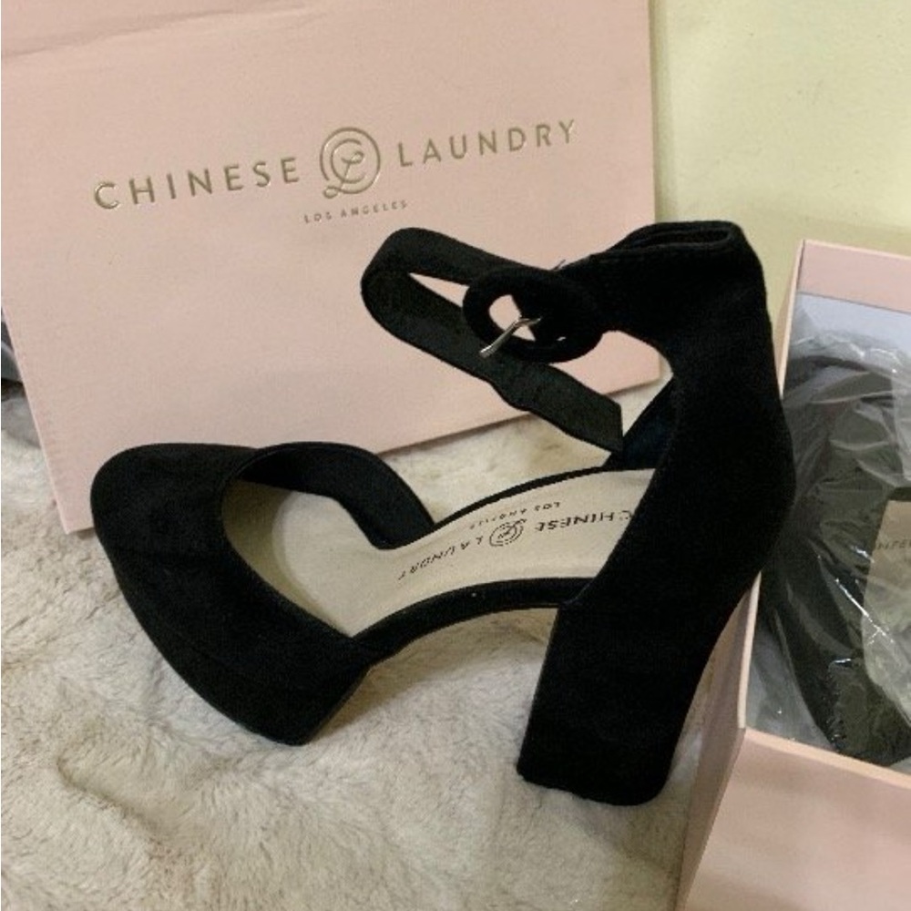 Chinese Laundry Black Ankle Strap Heels
